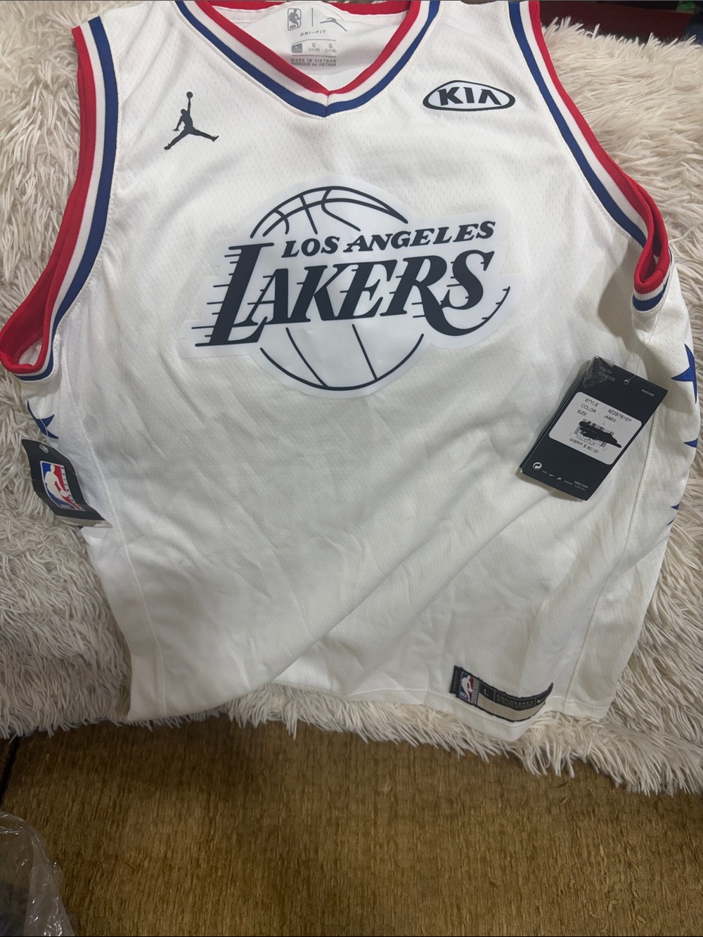 Jordan White Los Angeles Lakers Jersey with Red & Blue Trim